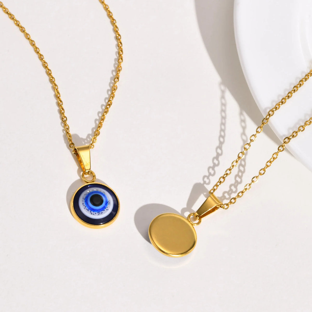 Evil Eye Circle Pendant Necklace