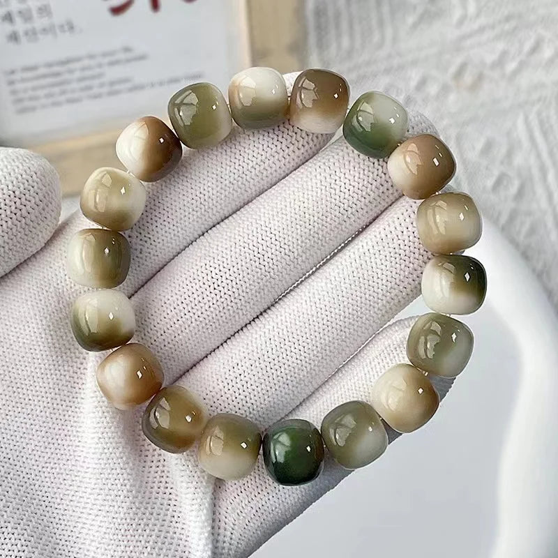 Large Natural Bodhi Root Bracelet with Buddha Beads