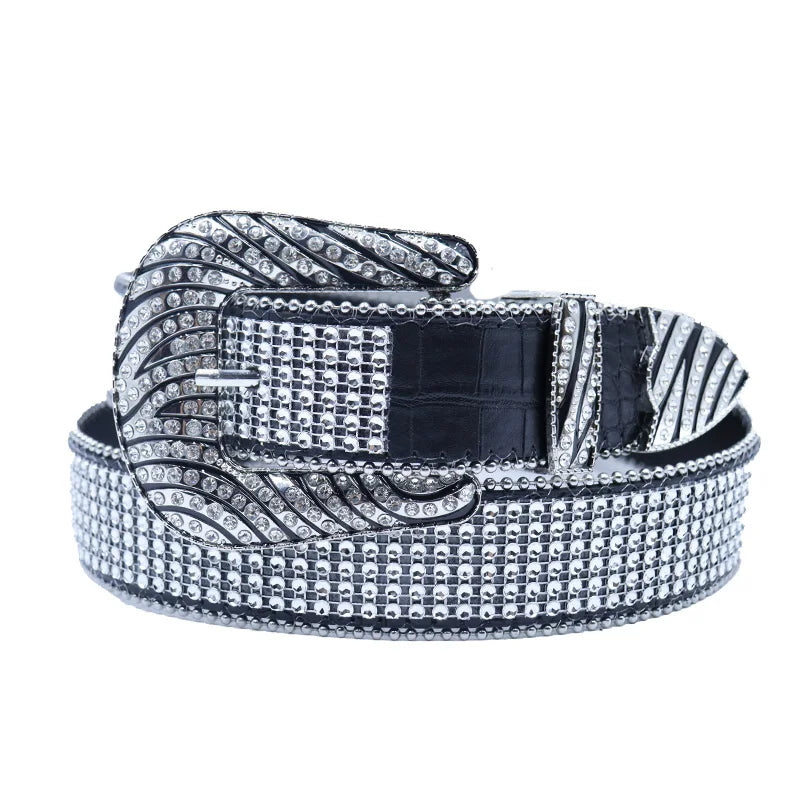 Rhinestone Western Cowboy Belt for Women Unisex