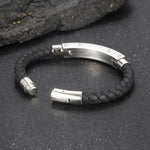 Stainless Steel Gold-Plated Leather Bracelet 