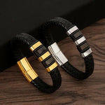 Men's Gold-Plated Leather Bracelet 