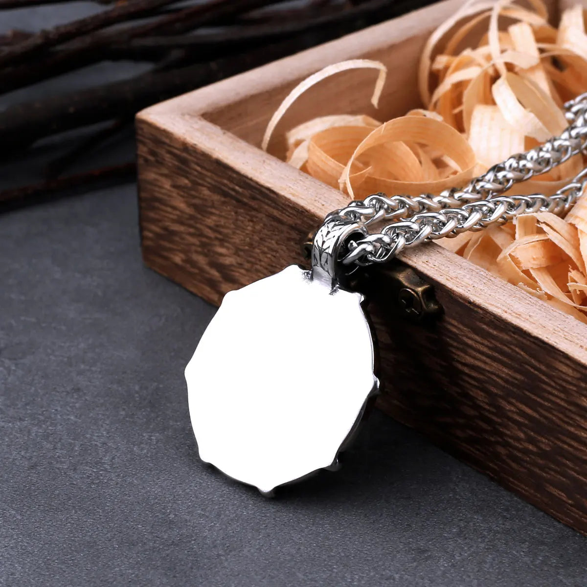Vintage Stainless Steel Viking Rune Compass Necklace