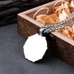 Vintage Stainless Steel Viking Rune Compass Necklace