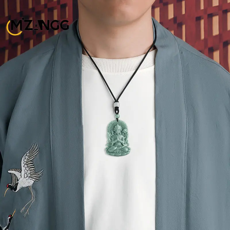 Jadeite Guanyin Pendant - Four Arms Fengshui Charms