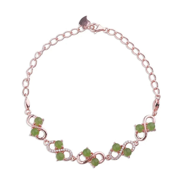 Rose Gold Plated S925 Silver Natural Jade Bracelet 