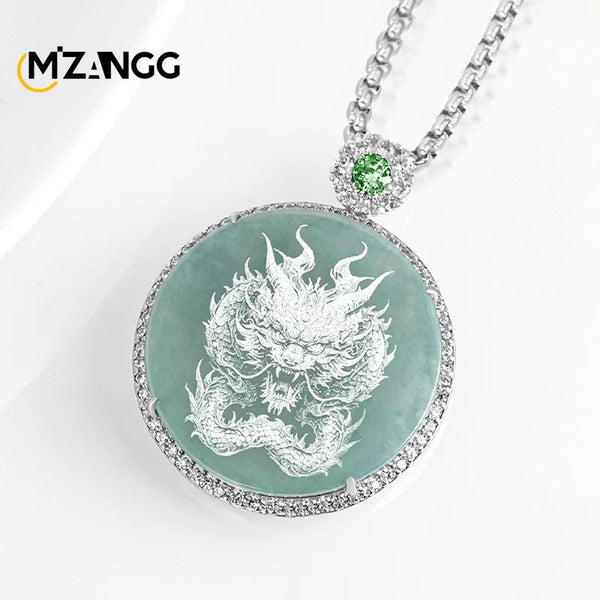 Blue Jadeite Dragon Pendant