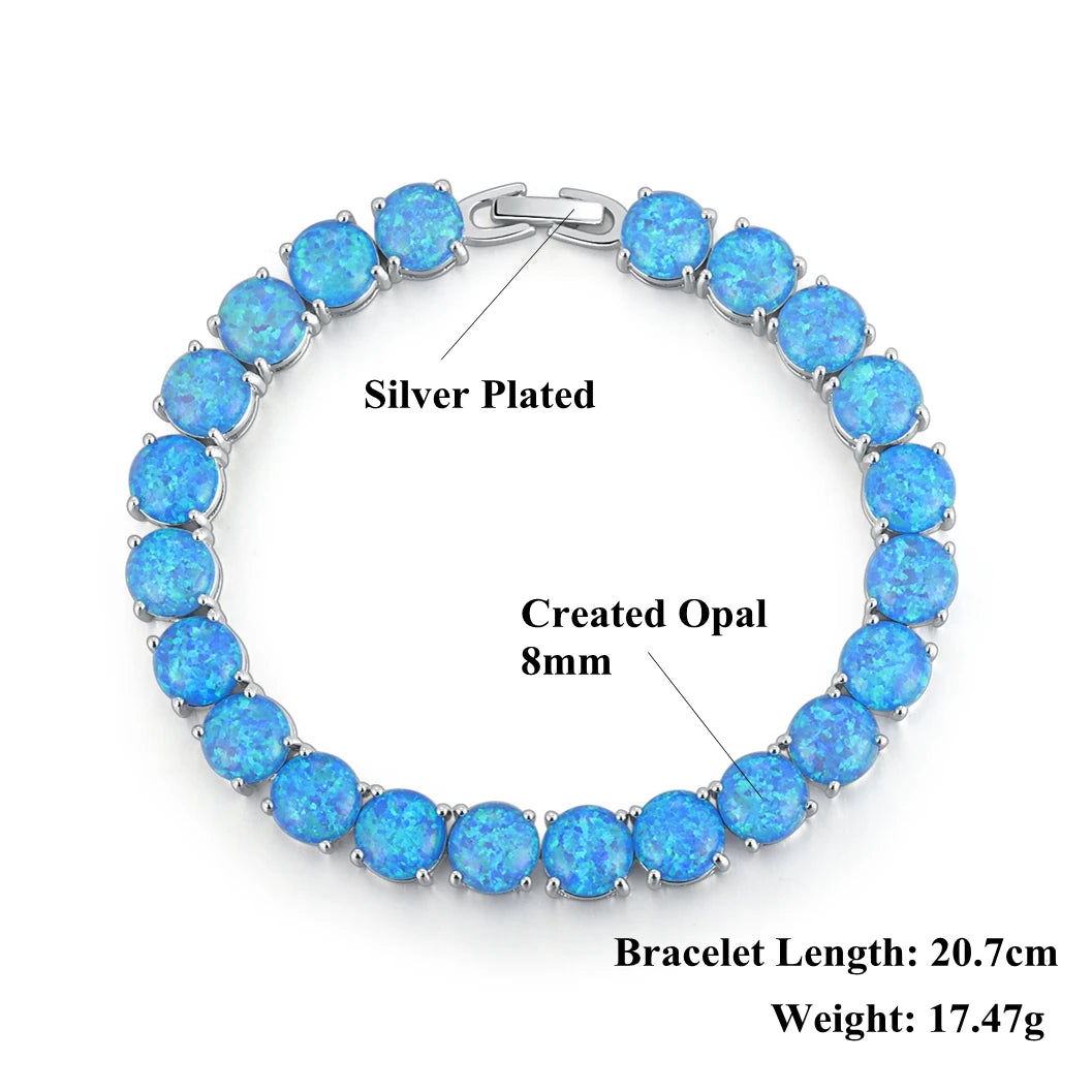 White Fire Opal Chain Bracelet for Women