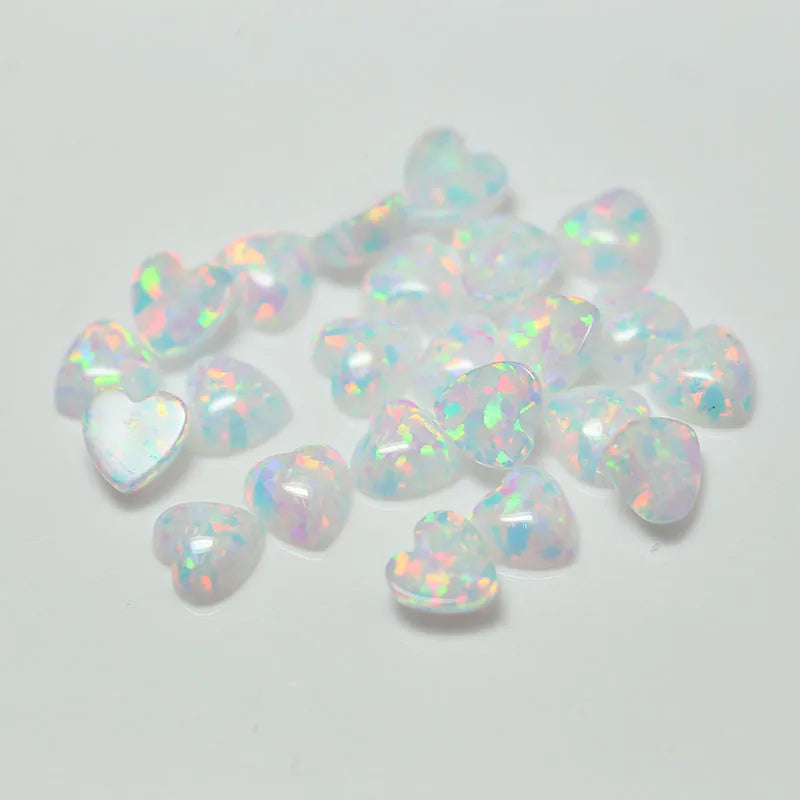 White Heart Shape Cabochon Opal for Jewelry