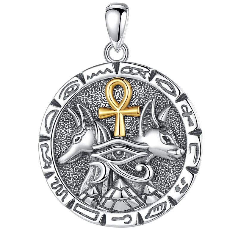 Eudora 925 Silver Anubis Necklace - Egyptian Wolf Pendant