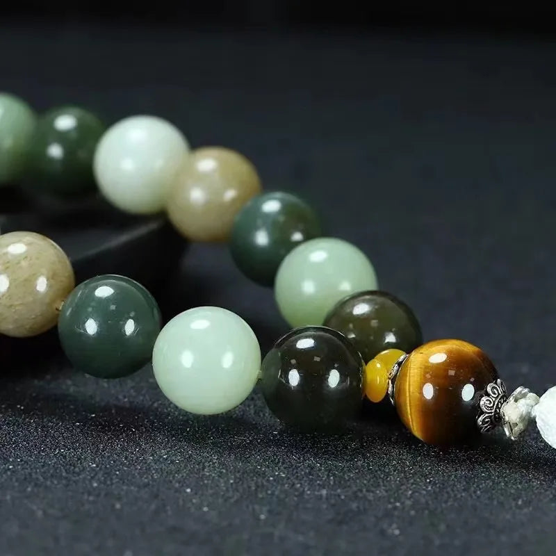 Natural Green Hetian Jade 108 Beads Necklace