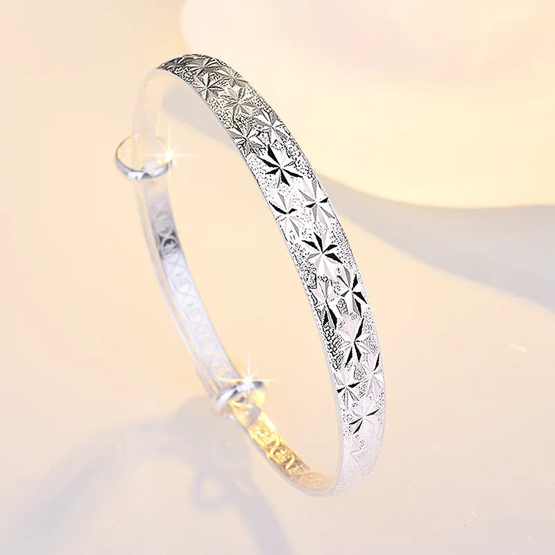 Silver Gypsophila Star Cuff Bracelet
