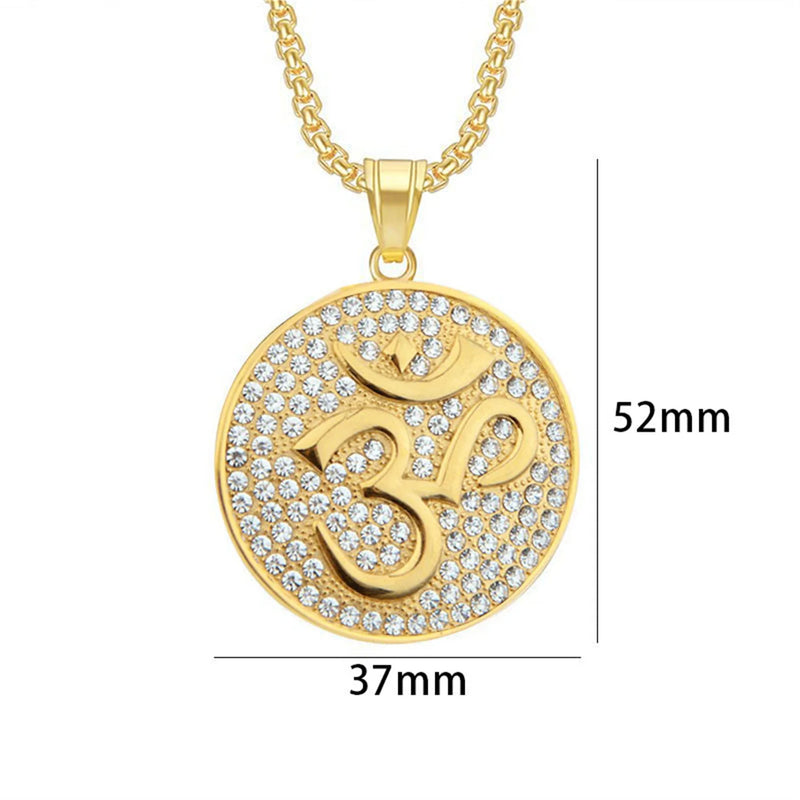 Gold Om Pendant - Hindu Amulet Necklace