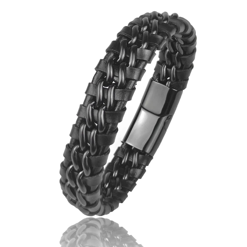 Men's Leather Chain Bracelet