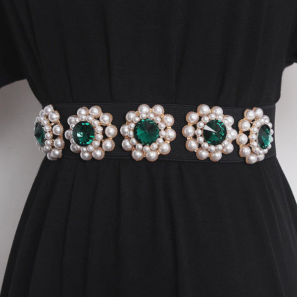 Luxury Rhinestone Pearl Waist Belt - Elegant & Chic