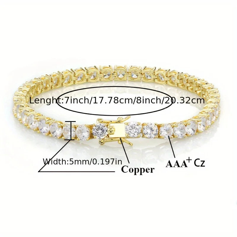 Pure Copper Zirconia Tennis Chain Bracelet
