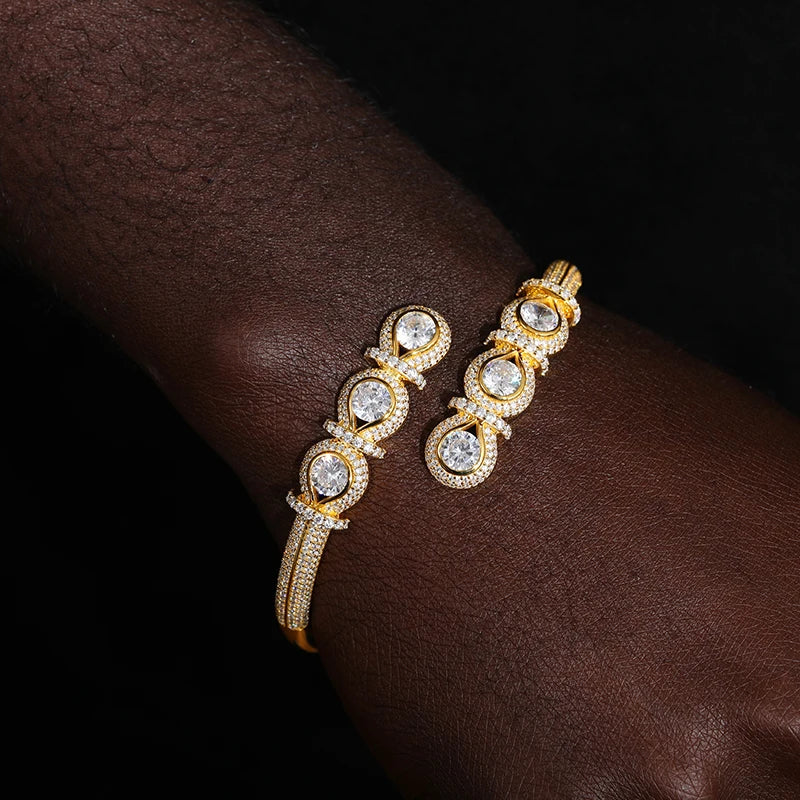 TUHE Luxury Moissanite 925 Silver Hip-Hop Bangle