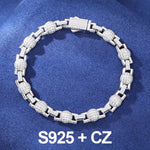 S925 Iced-Out Moissanite Bead Link Bracelet