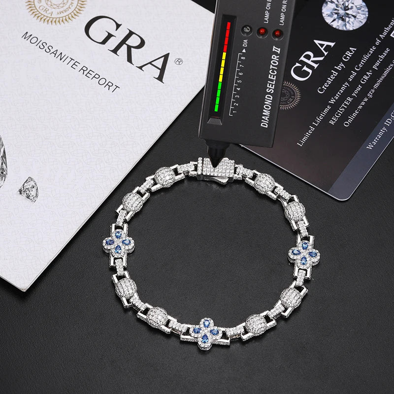 TUHE 925 Silver Moissanite Cuban Chain