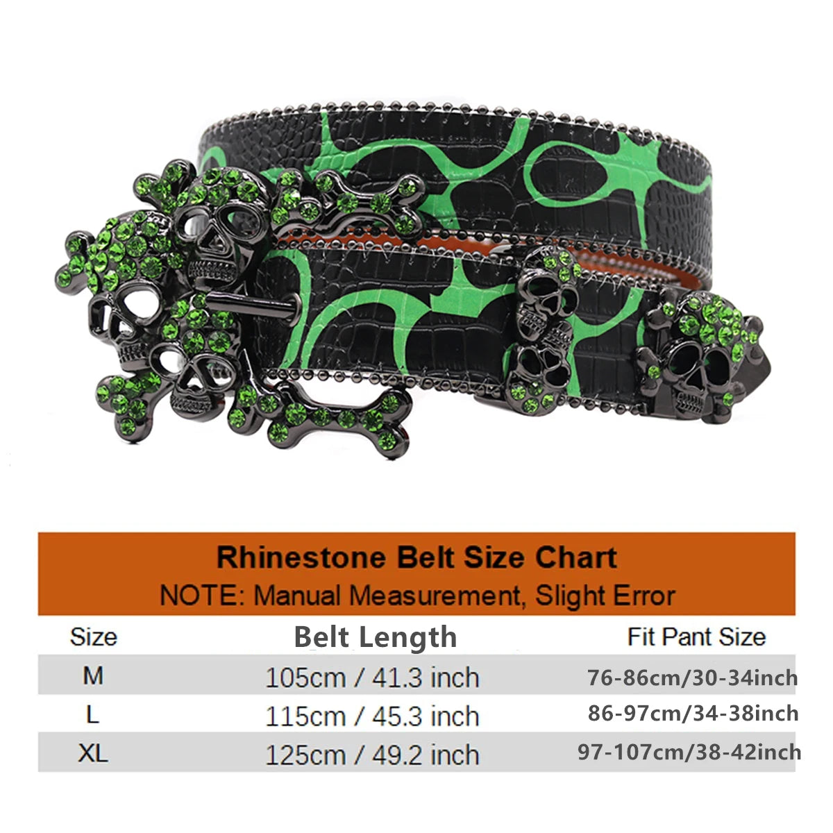 Skull Western Rhinestones Belt