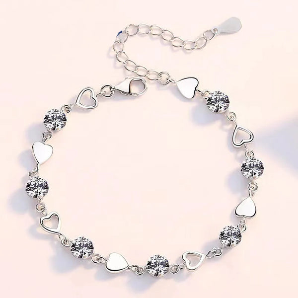 925 Heart Zircon Hollow Bracelet