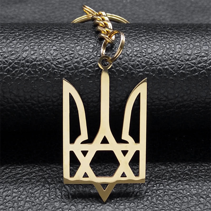 Ukraine Tryzub Trident Pendant Keychain