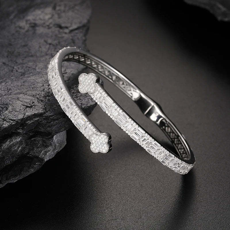 TUHE Luxury Moissanite 925 Silver Hip-Hop Bangle