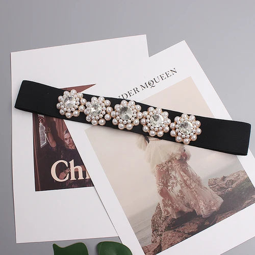 Luxury Rhinestone Pearl Waist Belt - Elegant & Chic