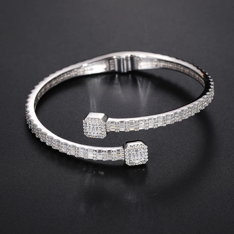 TUHE Luxury Moissanite 925 Silver Hip-Hop Bangle