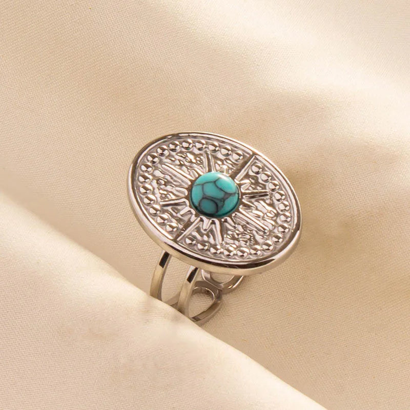 Boho Turquoise Adjustable Ring 