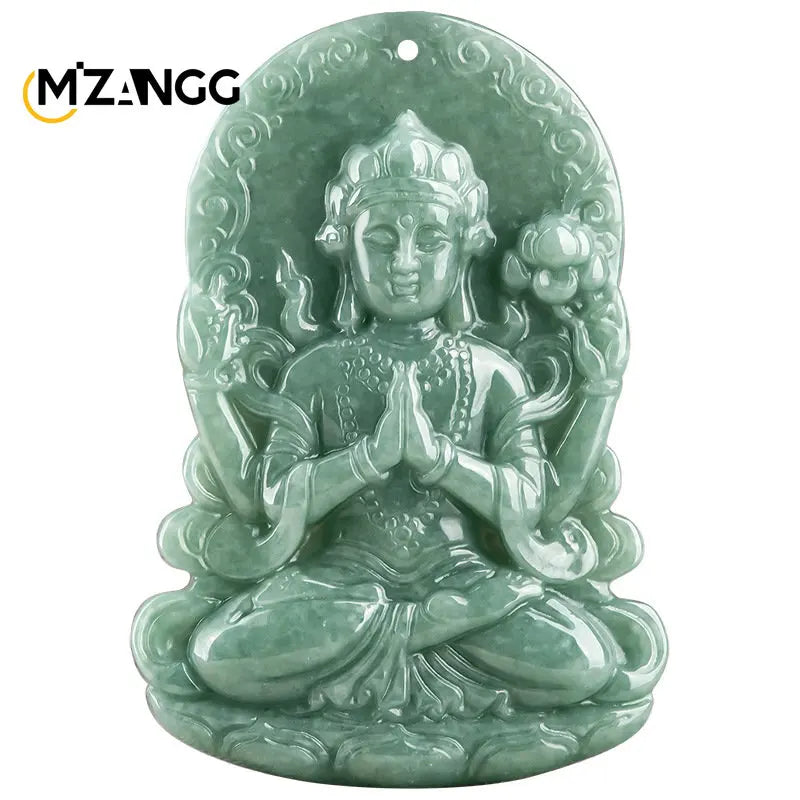 Jadeite Guanyin Pendant - Four Arms Fengshui Charms