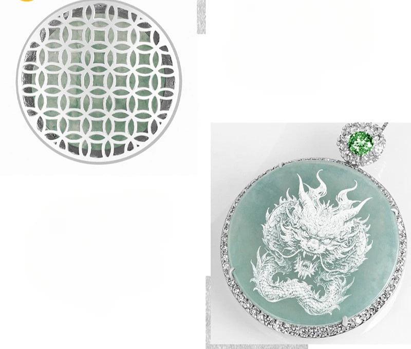 Blue Jadeite Dragon Pendant