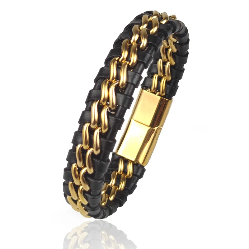 Men's Leather Chain Bracelet