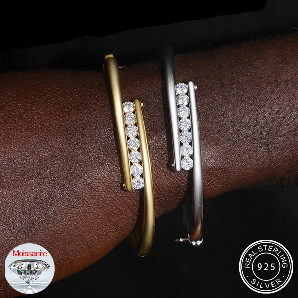 S925 Moissanite Punk Couple Bangle