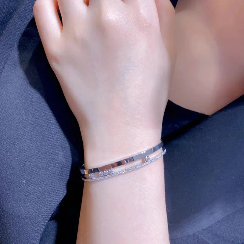 925 Sterling Silver Hollow Diamond Bracelet