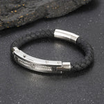 Stainless Steel Gold-Plated Leather Bracelet 