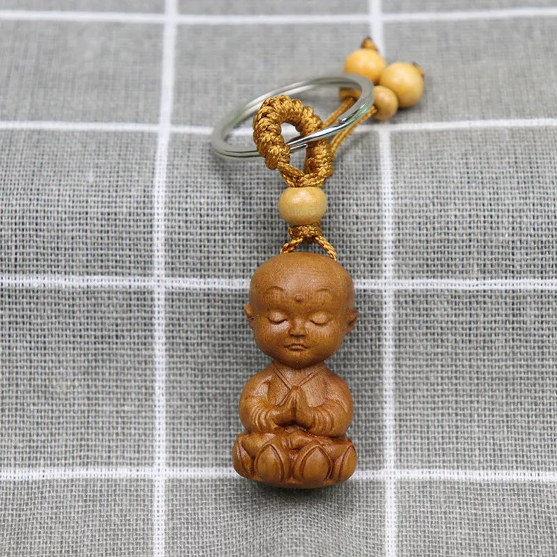 Buddha Wood Keychain 