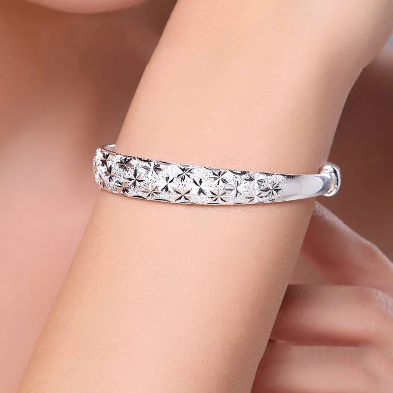 Silver Gypsophila Star Cuff Bracelet