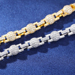S925 Iced-Out Moissanite Bead Link Bracelet