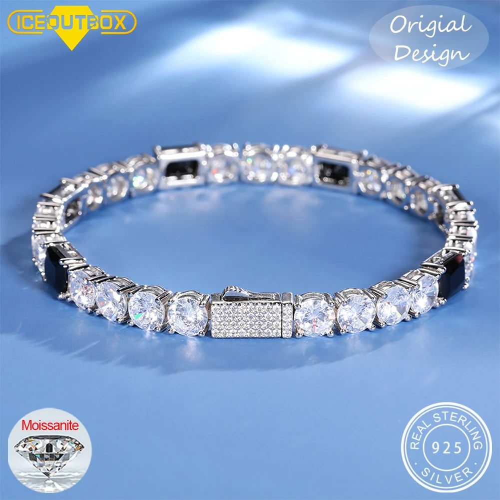 ICEOUTBOX Moissanite & Black CZ Bracelet