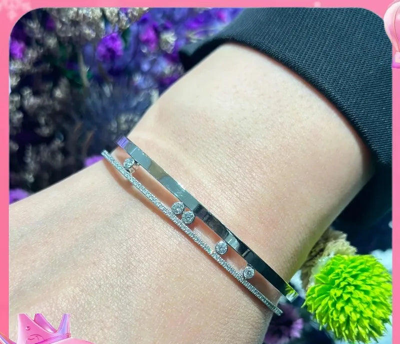 925 Sterling Silver Hollow Diamond Bracelet