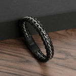 Men's Gold-Plated Leather Bracelet 