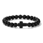Natural Stone Cross Beaded Bracelet