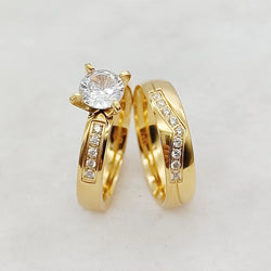 Gold Plated CZ Diamond Wedding Rings for Couples