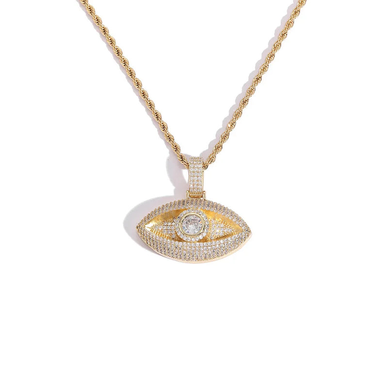 God Eye Iced Out Pendant Necklace - AAA Zircon