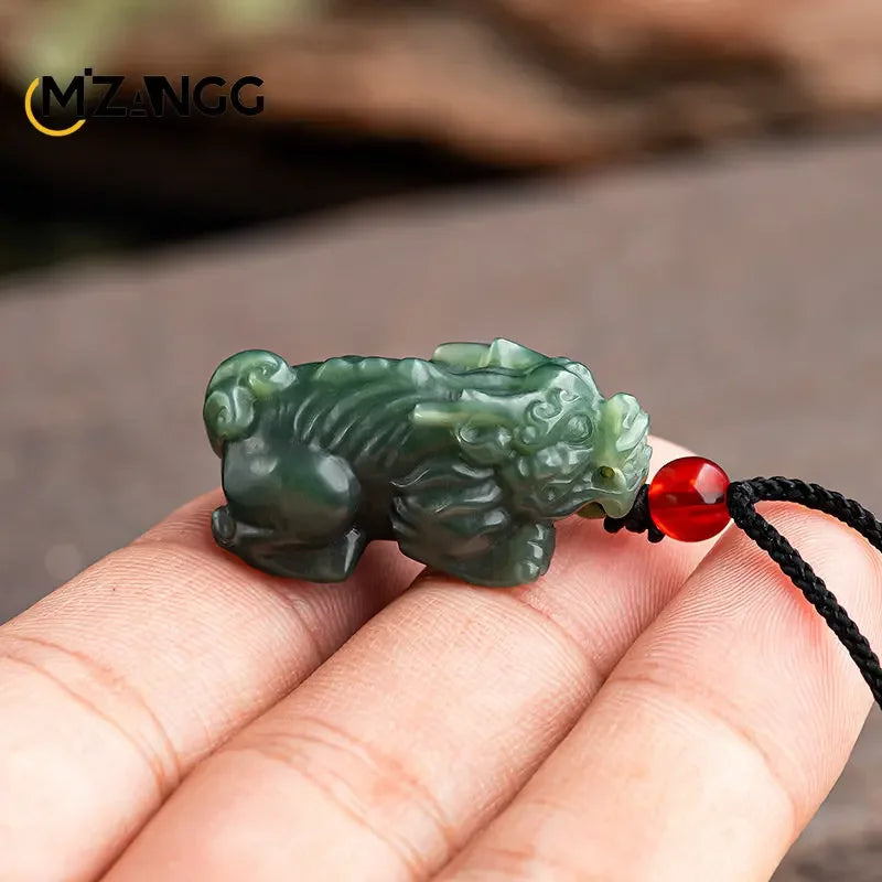 Hand-Carved Hetian Jade Pendant - Blue Jade