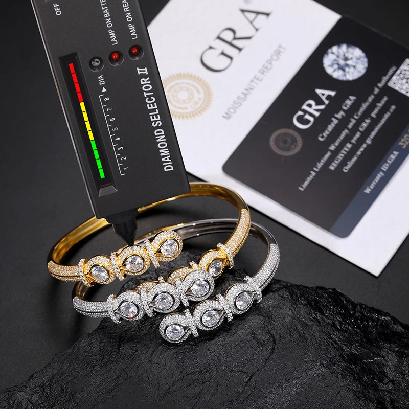 TUHE Luxury Moissanite 925 Silver Hip-Hop Bangle