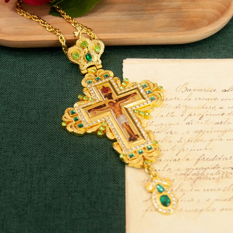 HT Gold Greek Orthodox Cross Necklace