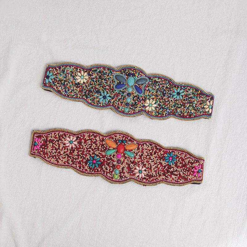 Turquoise Beads Elastic Corset Belt