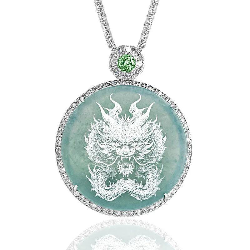 Blue Jadeite Dragon Pendant