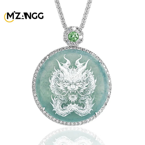 Blue Jadeite Dragon Pendant